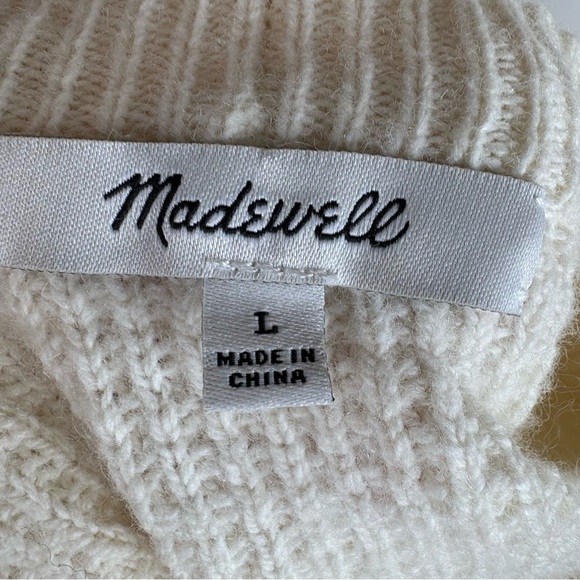 Madewell Merino Wool Cotton Waffle Sweater Cream Size L - Picture 5 of 10